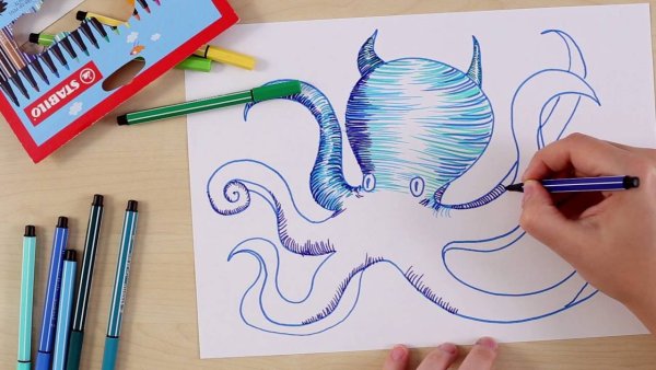 Рисование осьминога в старшей группе