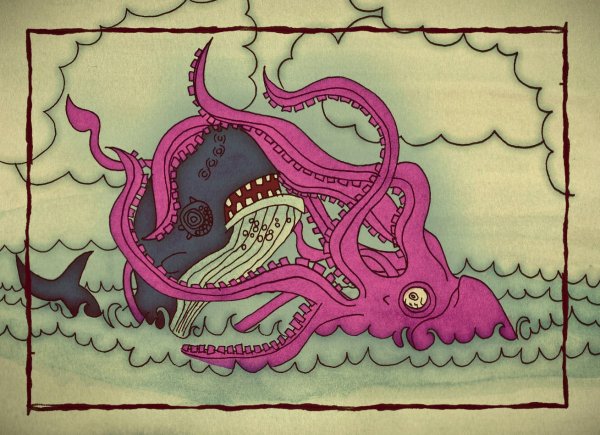 Осьминог граффити
