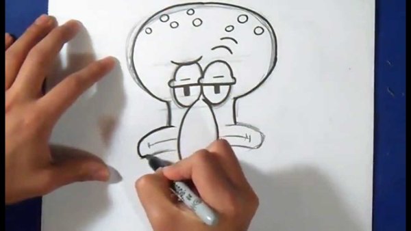 Рисунки фломастерами легкие губка Боб