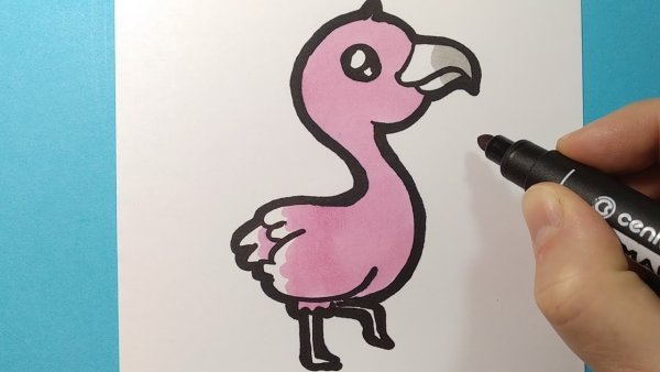 Рисунки легкие фломастерами Фламинго