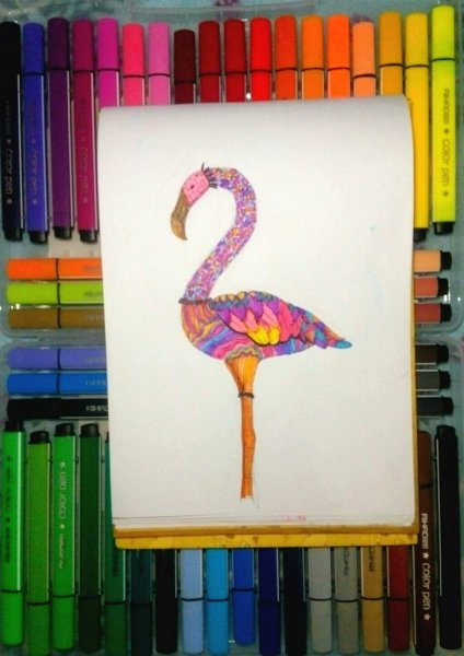 Фламинго фломастерами