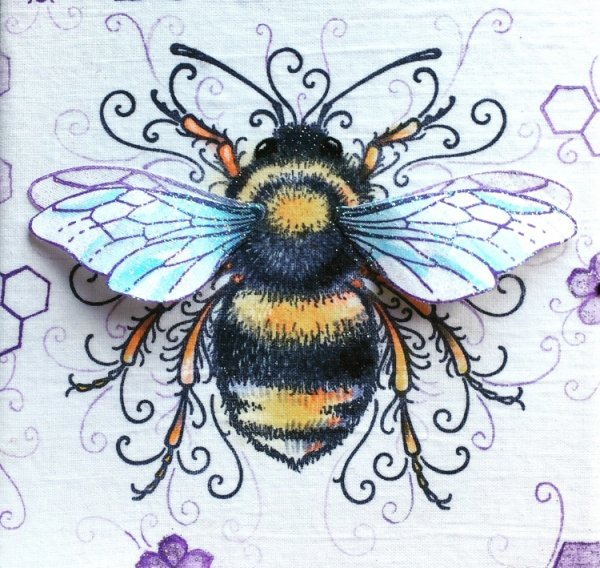 Пчела цветными карандашами