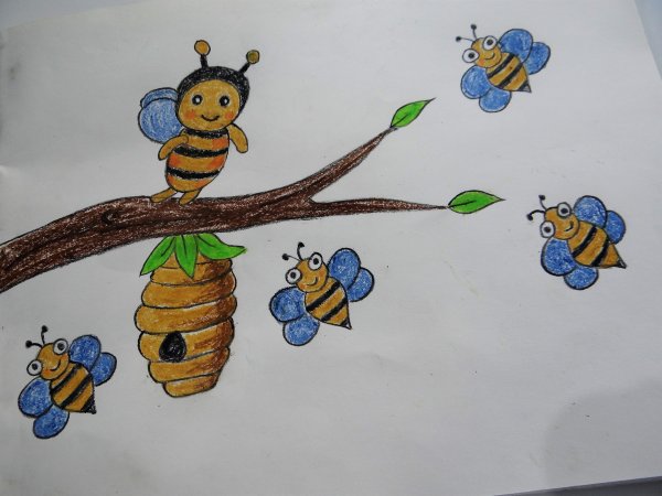 Рисование с детьми улей с пчёлами
