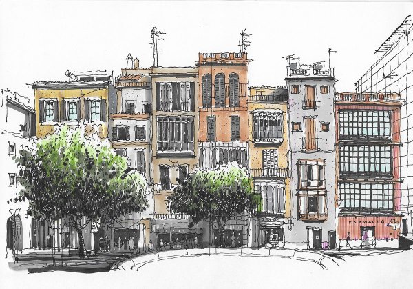 Скетчи маркерами архитектура