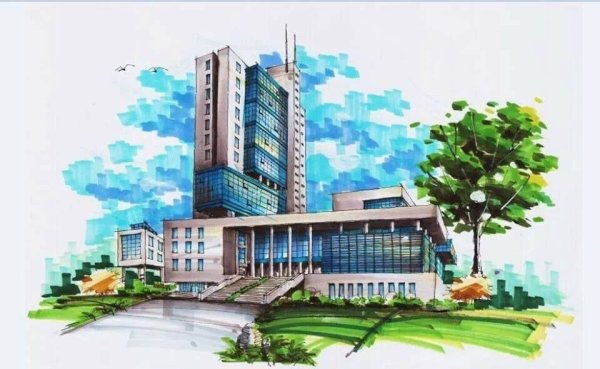 Рисунки маркерами здания