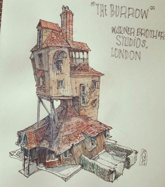 Скетчи Гарри Поттер акварель