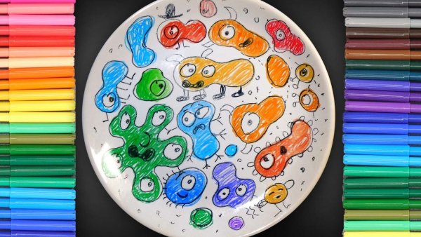 Фломастерами на тарелке