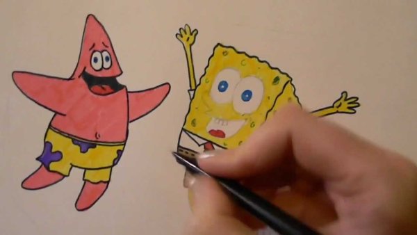 Герои губка Боб маркерами
