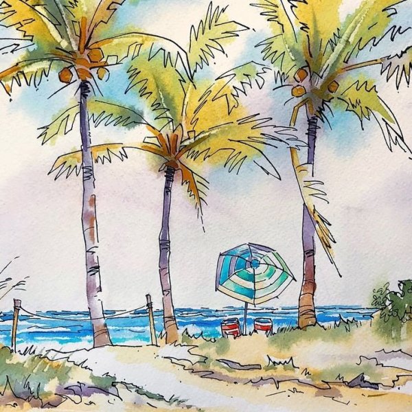Пляж рисунок