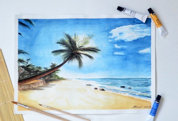 Рисунок моря фломастерами