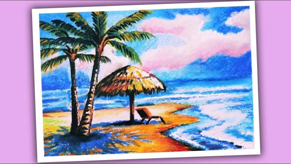 Рисунки пляжа и моря маркерами