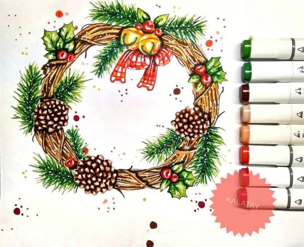 Новогодний венок скетч