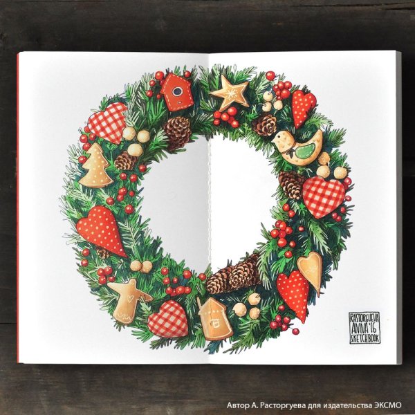 Рождественский венок маркерами