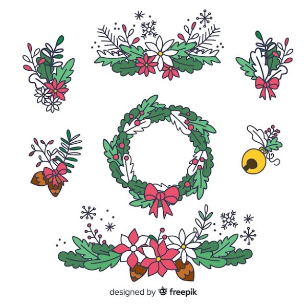 Еловый венок рисунок