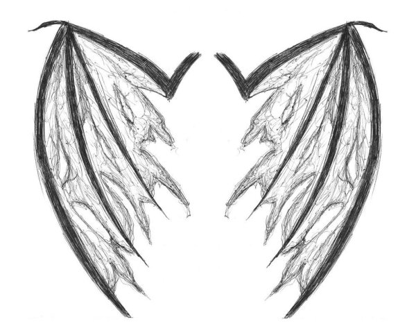 Крылья демона карандашом