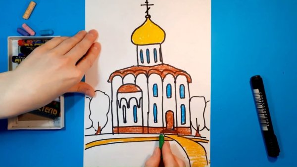 Рисунок храма маркерами