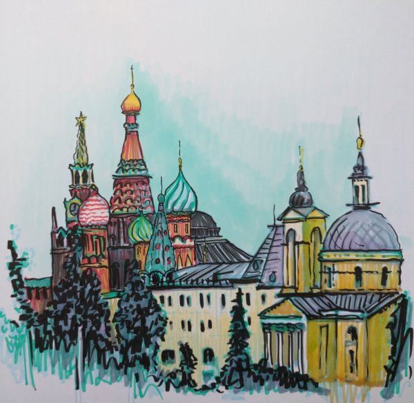 Храм Василия Блаженного Москва нарисовать