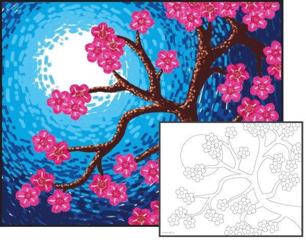 Нарисовать сакуру фломастерами