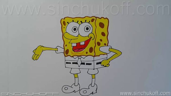 Спанч Боб рисунок маркерами