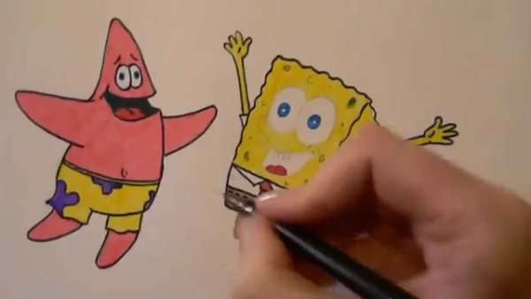 Герои губка Боб маркерами