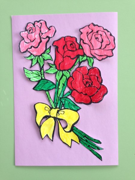 Открытка для мамы маркерами