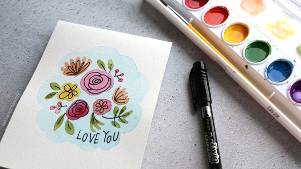 Легкая открытка акварелью