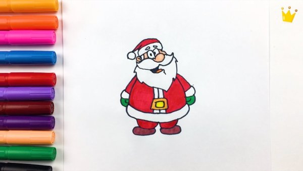 Дед Мороз рисунок фломастерами