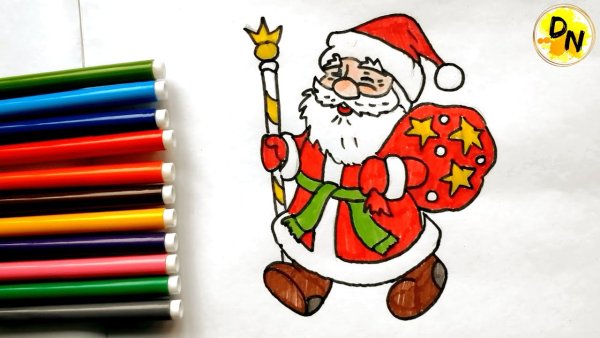Раскрасить Деда Мороза фломастерами