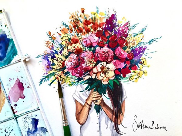 Букет скетч