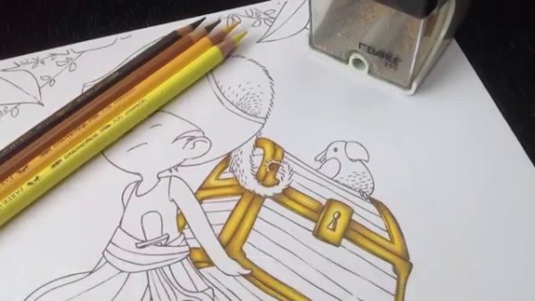 Золото цветными карандашами