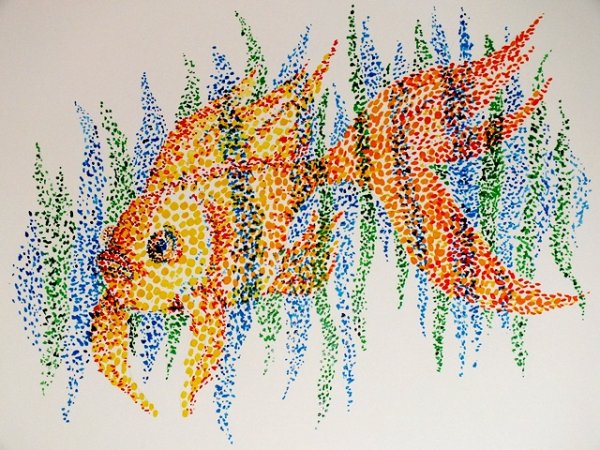 Пуантилизм морские обитатели