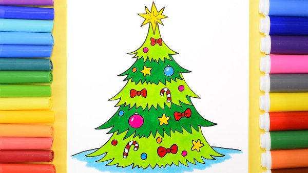 Елка фломастерами