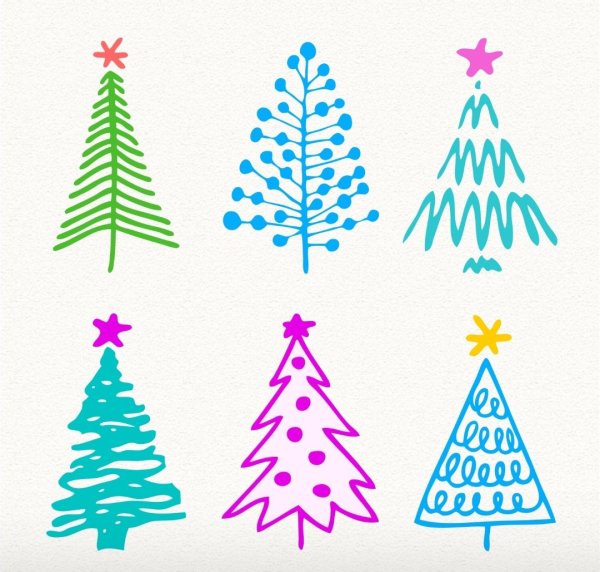 Рисование елочек разными способами