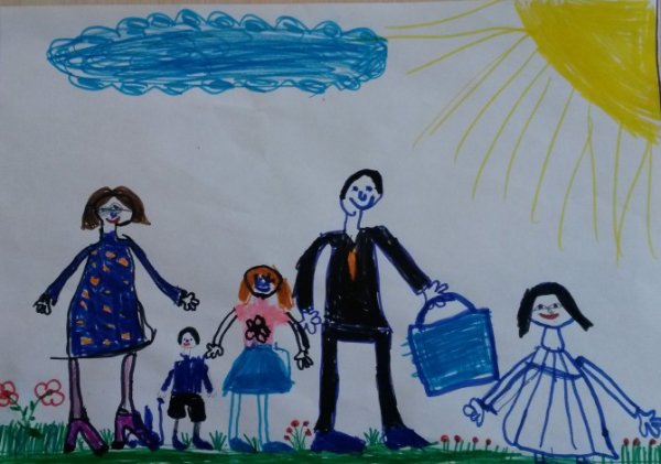 Рисунки семья фломастерами