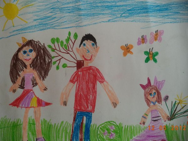 Рисунок моя семья фломастером