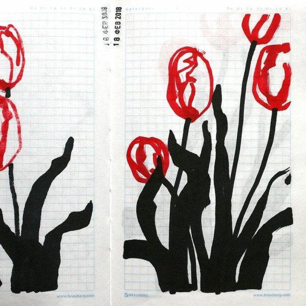 Рисунки красным фломастером