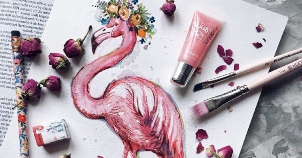 Рисунки скетч маркерами Фламинго