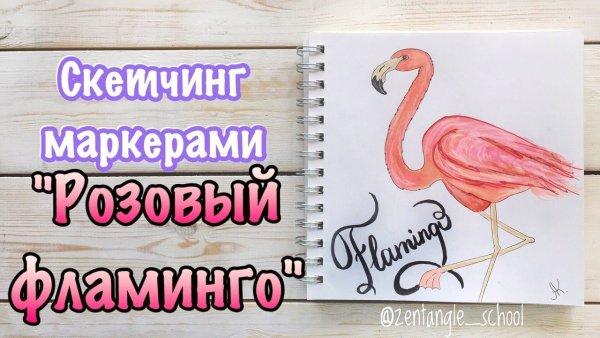 Фламинго скетч маркерами
