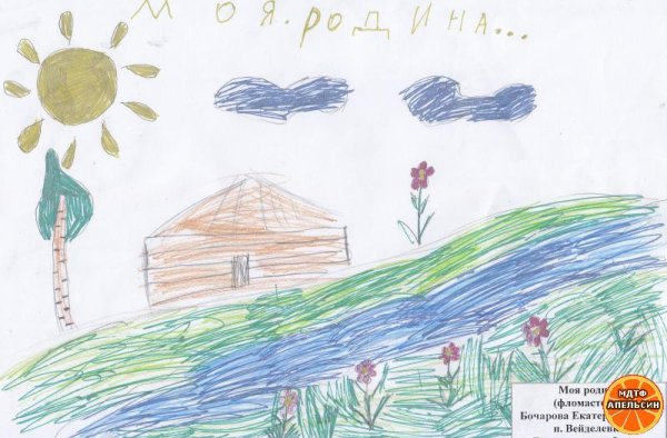 Рисунок моя малая Родина фломастерами