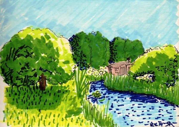 Рисунки о лете с фломастерами