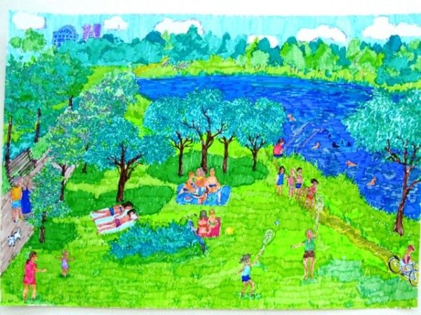 Летние рисунки фломастерами