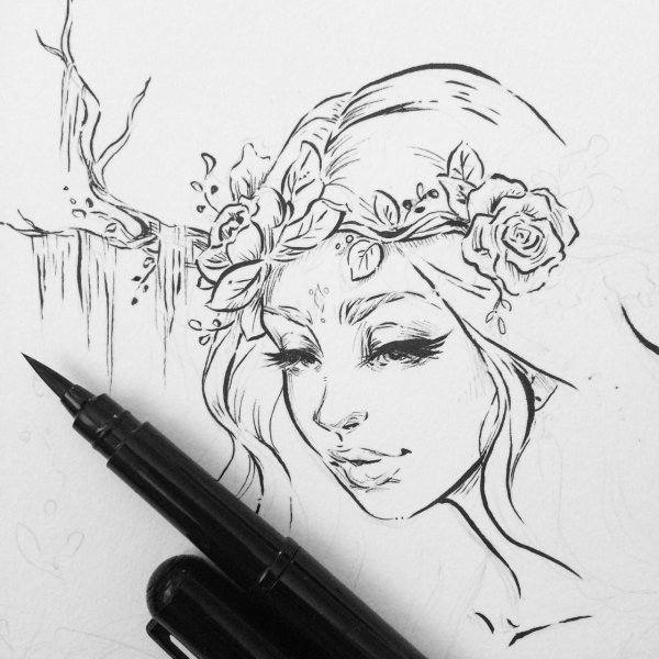 Девушка фломастерами