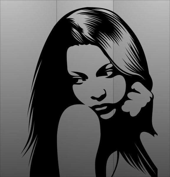 Лицо девушки силуэт черно белое