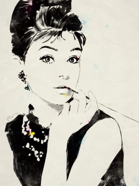 Модные иллюстрации Одри Хепберн