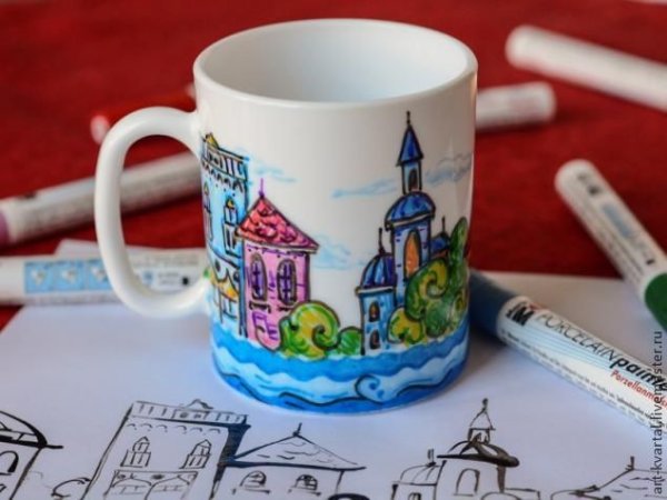 Роспись кружки маркерами по керамике