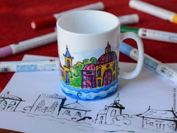 Роспись кружки маркерами по керамике