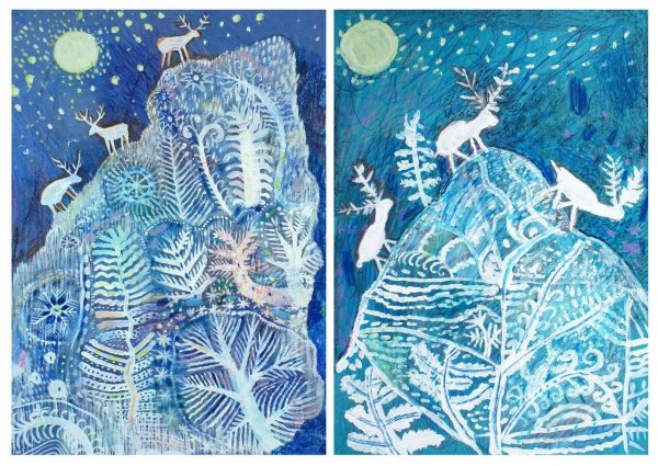 Необычная техника рисования для детей зима