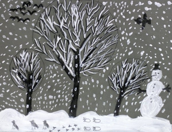 Зимний пейзаж в графике