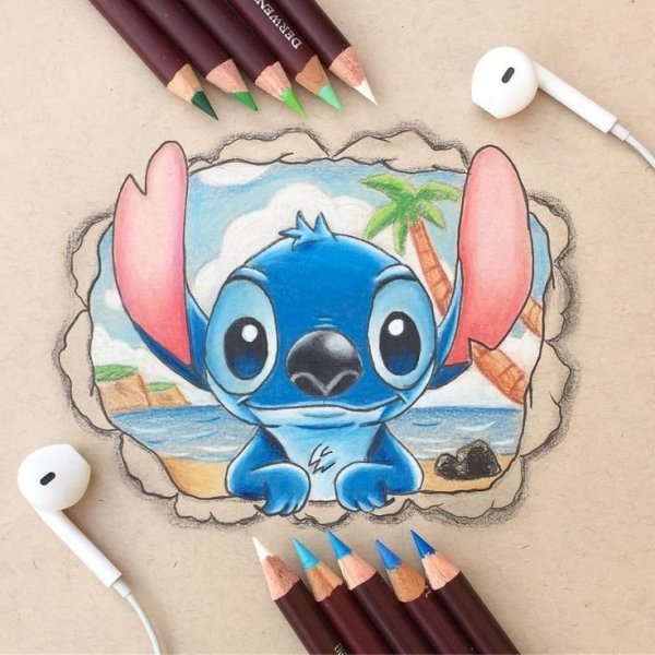 Стич рисунок маркерами