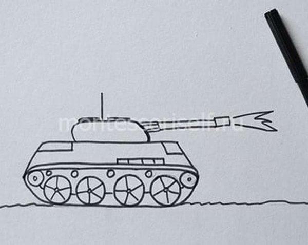Рисование на 23 февраля танк